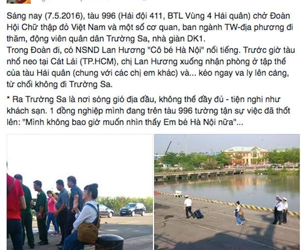 'Em bé Hà Nội' hủy đi Trường Sa khiến dân mạng 'dậy sóng' ảnh 1