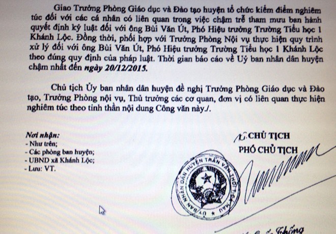 Cà Mau: Kỷ luật hiệu phó vì vu khống đồng nghiệp ảnh 1