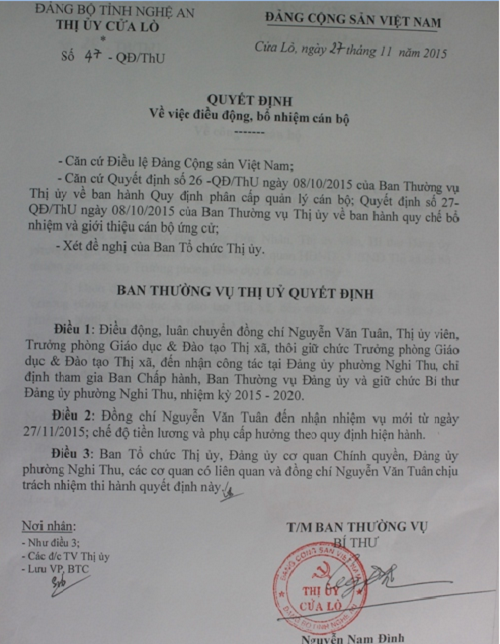 Tin mới nhất vụ trưởng phòng giáo dục từ chối làm bí thư phường ảnh 1