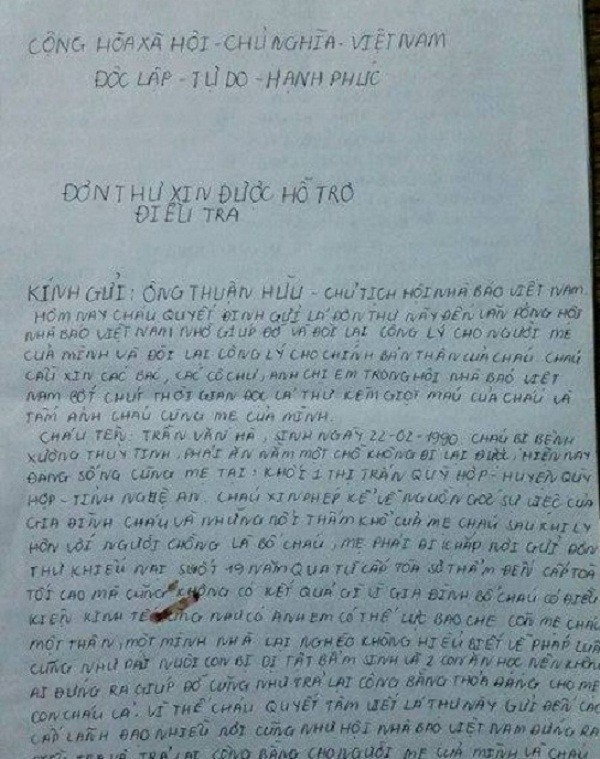 Con khuyết tật rạch tay lấy máu viết thư xin ở với mẹ vì cha hành hạ ảnh 3