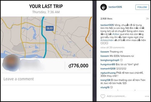 Tóc Tiên bức xúc với hóa đơn hơn 700 nghìn của Uber ảnh 1