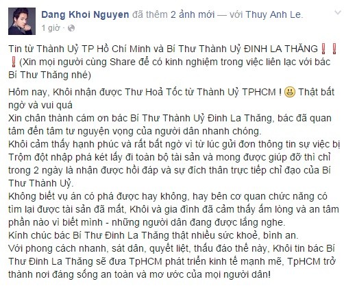 Bị trộm 800 triệu, Đăng Khôi vui mừng vì Bí thư Thăng quan tâm ảnh 2