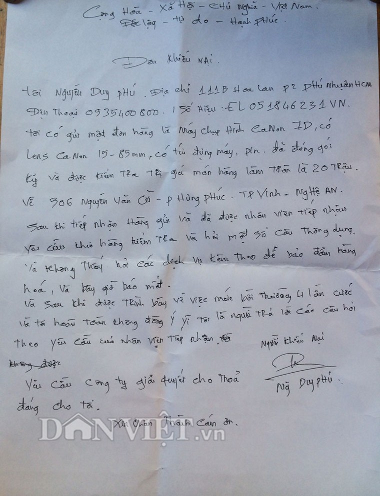 Thông tin vụ EMS làm mất gói hàng 21 triệu, đền 400.000 đồng ảnh 2