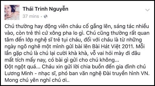 Nghệ sĩ Việt tiếc thương nhạc sĩ Lương Minh ảnh 3