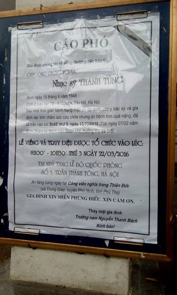 Gia đình NS Thanh Tùng đặt biển 'xin miễn nhận tiền phúng điếu' ảnh 9