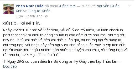 Phan Như Thảo tố kẻ dùng người giả danh công an hại vợ chồng cô ảnh 2