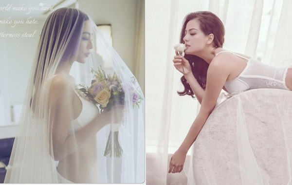 Siêu mẫu Ngọc Thúy tung ảnh cưới nội y nóng bỏng lên xe hoa lần 2 ảnh 1