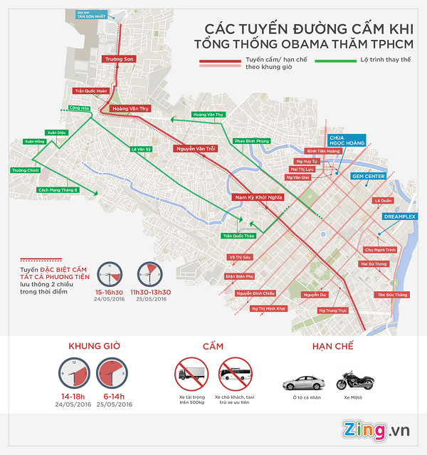 Sơ đồ cấm đường đón Tổng thống Obama đến Sài Gòn ảnh 1