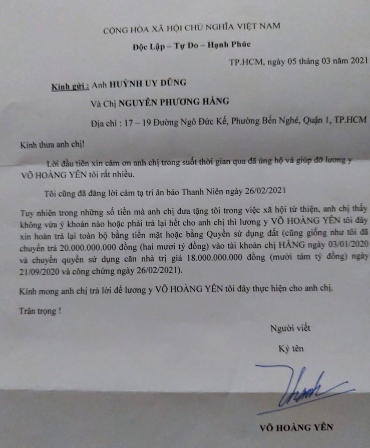 Vợ đại gia Dũng "Lò vôi" phản hồi gì khi “thần y" Võ Hoàng Yên xin trả lại tiền ảnh 1