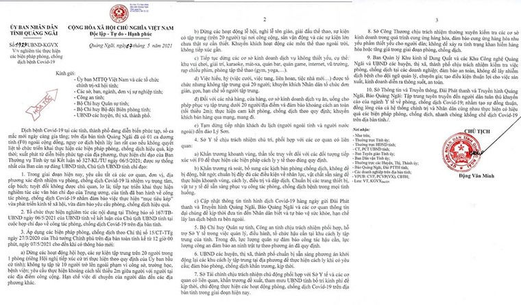 Quảng Ngãi cấm tụ tập quá 10 người, thực hiện khoảng cách 2m ở các điểm công cộng ảnh 1