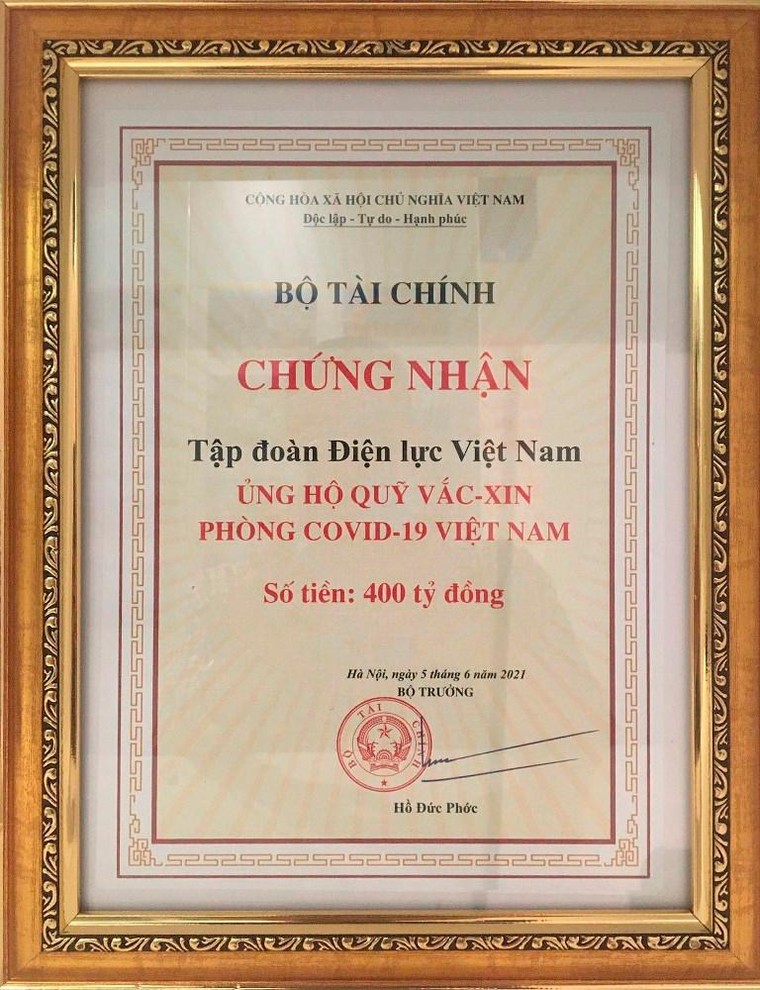 Tập đoàn Điện lực Việt Nam đã chuyển 400 tỷ đồng đến Quỹ vắc-xin phòng, chống COVID-19 ảnh 1