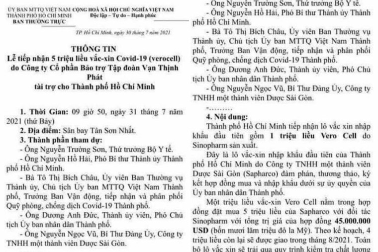 Những dấu hỏi lớn về lô vắc xin Trung Quốc vừa nhập về TP.HCM? ảnh 1