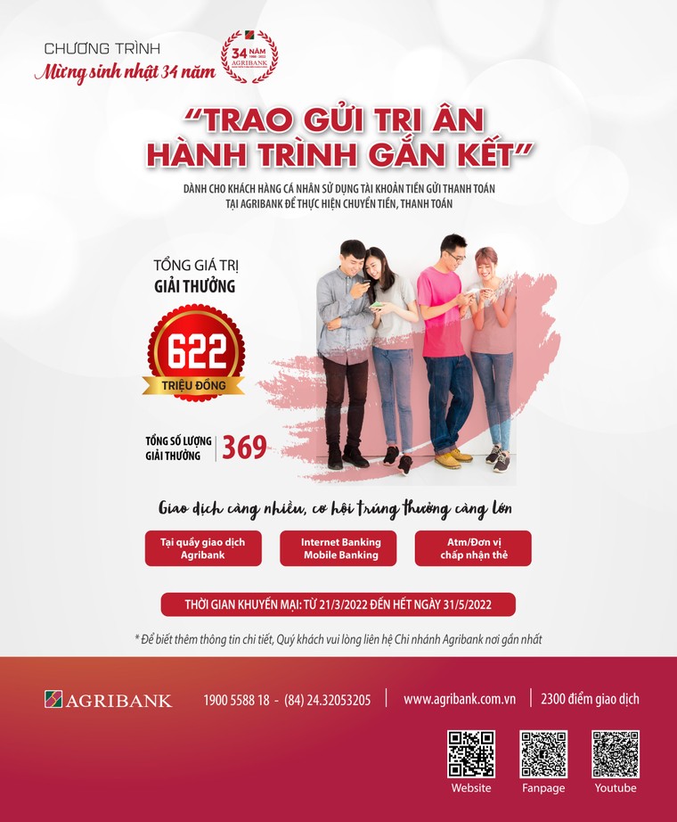 Chương trình khuyến mãi mừng 34 năm thành lập Agribank ảnh 1