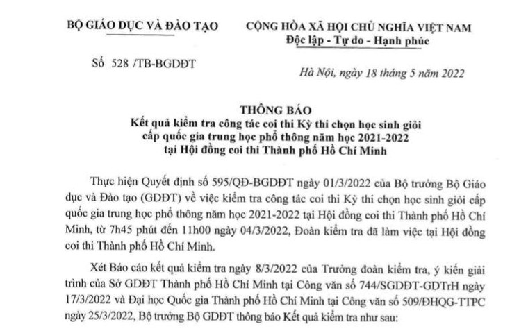 Lãnh đạo Sở GDĐT TP.HCM bị xử lý do thí sinh thi học sinh giỏi tăng bất thường ảnh 1