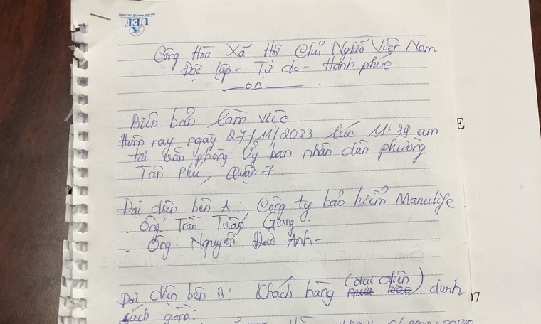 Tờ biên bản rách mép của Manulife?! ảnh 1