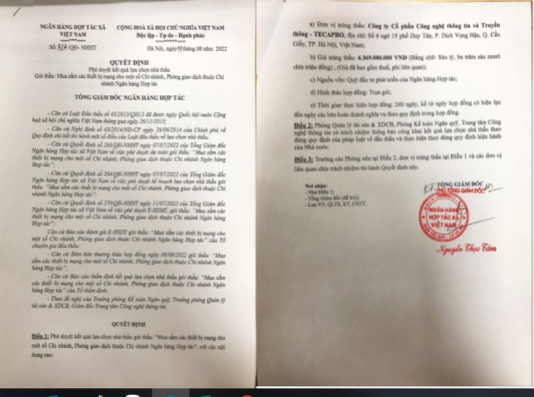 Ngân hàng Hợp tác xã Việt Nam: Dấu hiệu đội giá trong đấu thầu thiết bị mạng? ảnh 1