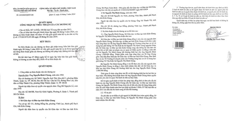 Sở GDĐT Kiên Giang bị buộc bồi thường danh dự cho Hiệu trưởng ảnh 1