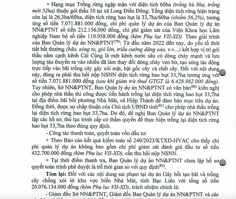 Chuyện gì đang xảy ra tại Bạc Liêu: Trồng rừng rừng chết, chuyển cơ quan điều tra hàng loạt hồ sơ ảnh 2