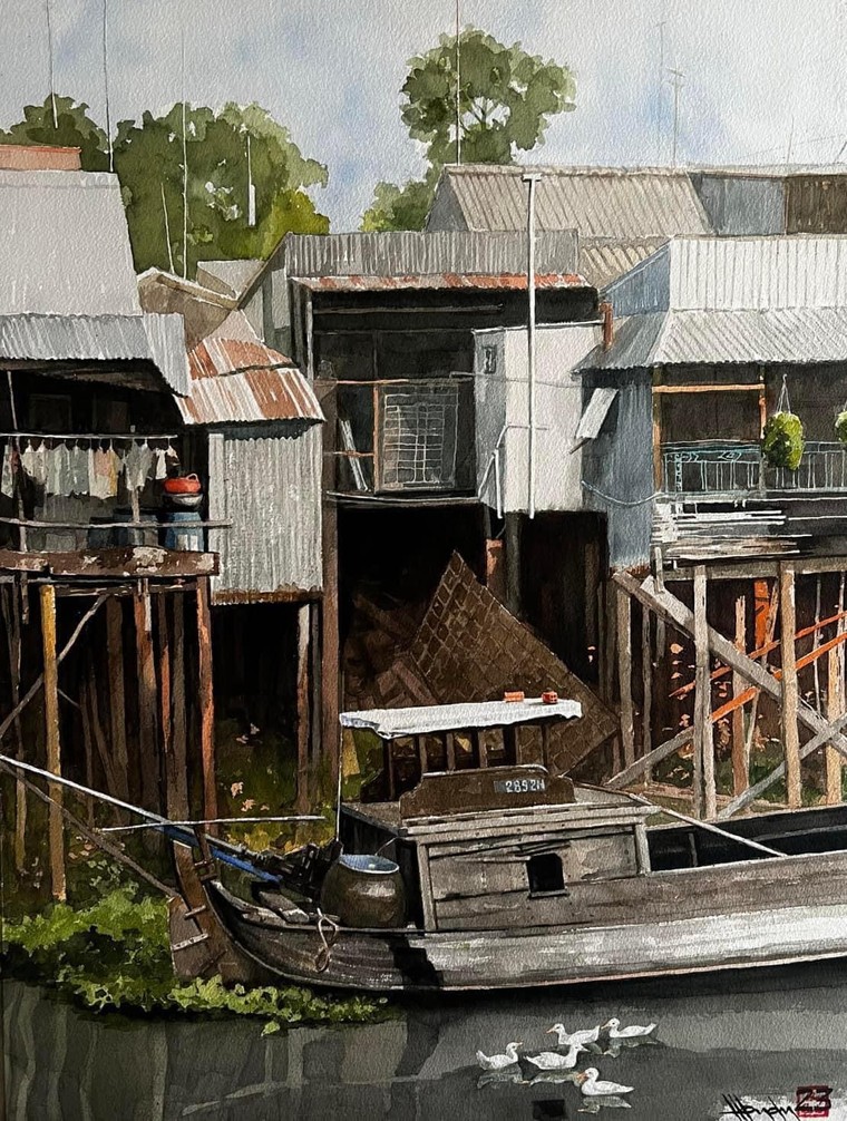Ngắm tranh màu nước của hoạ sĩ Hồng Quân ảnh 12