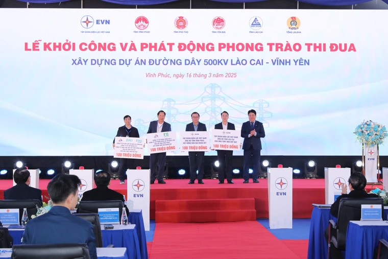 Lễ khởi công và phát động phong trào thi đua xây dựng Dự án đường dây 500KV Lào Cai – Vĩnh Yên ảnh 3