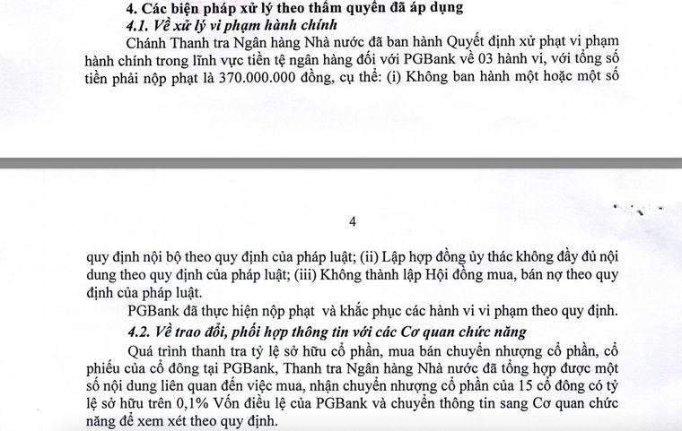 Phạt PGBank 370 triệu đồng, chuyển việc mua bán cổ phần sang cơ quan chức năng ảnh 1