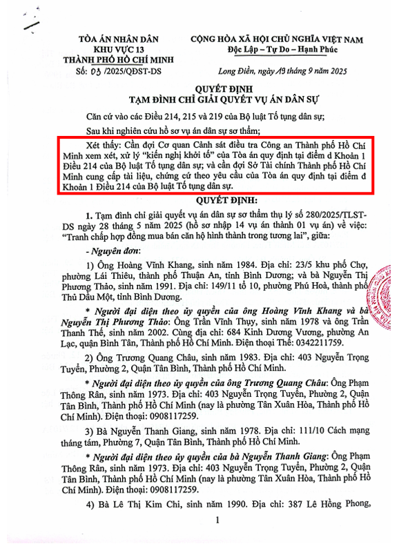 Vụ Charm Resort Long Hải: Tòa kiến nghị khởi tố, tạm đình chỉ giải quyết vụ án dân sự ảnh 1