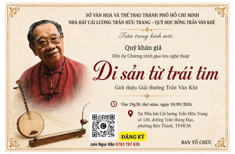 Miễn vé xem chương trình “Di sản từ trái tim” và giới thiệu Giải thưởng Trần Văn Khê ảnh 1