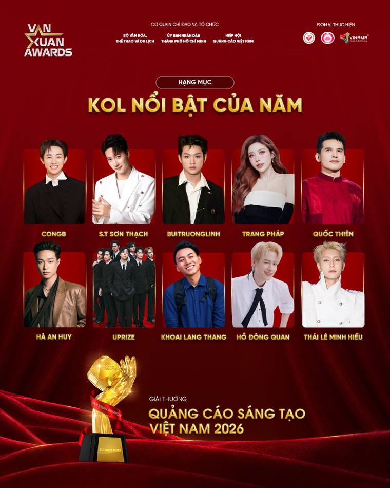 Vạn Xuân Awards 2026 mở cổng bình chọn Đại sứ Thương hiệu được yêu thích nhất và KOL nổi bật của năm ảnh 2