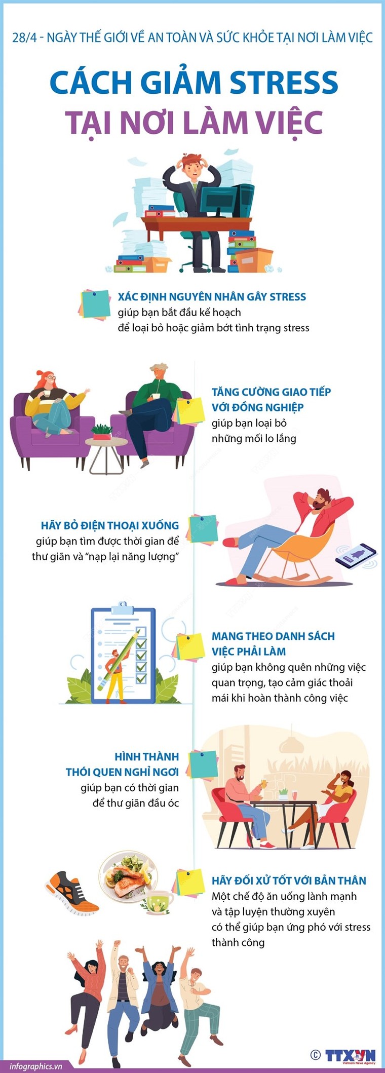 [Infographics] Những cách giảm stress, căng thẳng tại nơi làm việc ảnh 1
