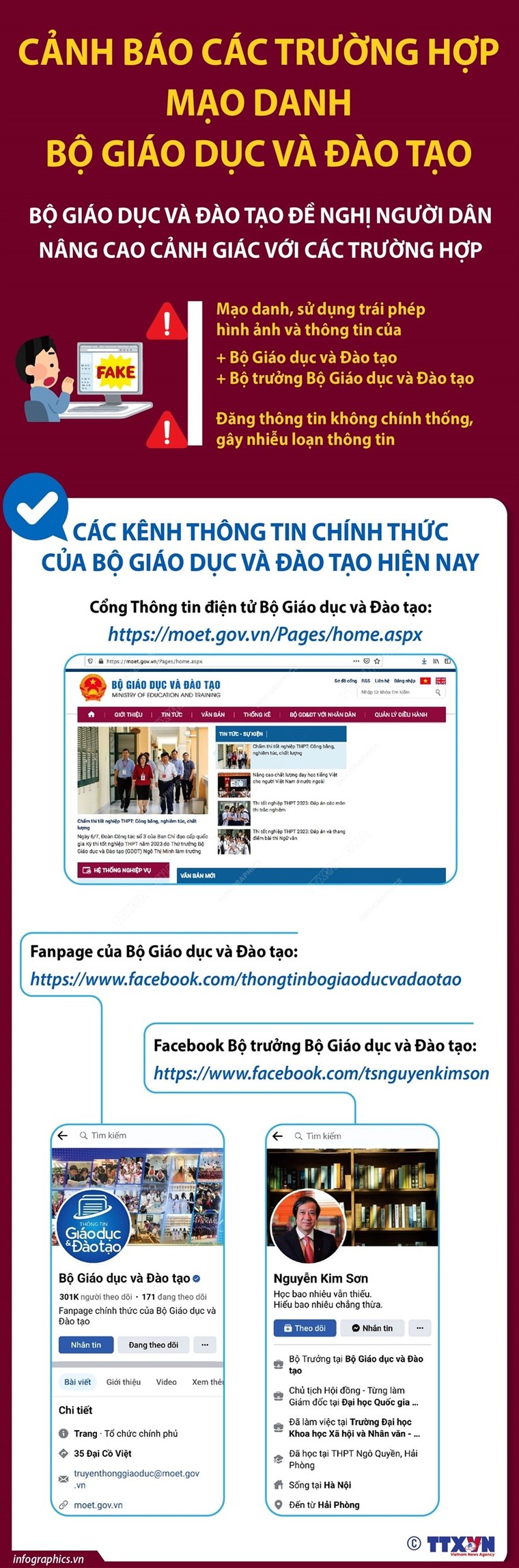[Infographics] Cảnh báo các trường hợp mạo danh Bộ Giáo dục và Đào tạo ảnh 1