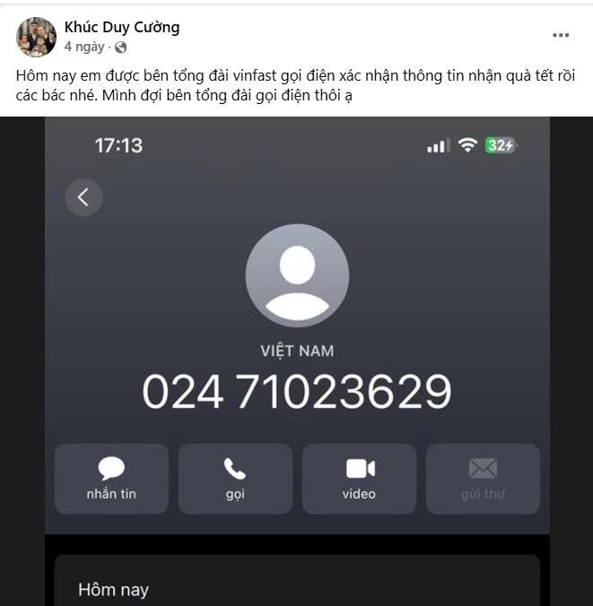 Người dùng đồng loạt khoe cuộc gọi chuẩn bị nhận quà Tết siêu khủng từ VinFast ảnh 1