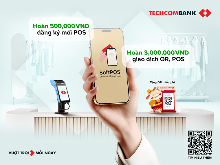 Ưu đãi hoàn tiền tới 3,5 triệu đồng cho doanh nghiệp sử dụng máy POS, QR code của Techcombank ảnh 1