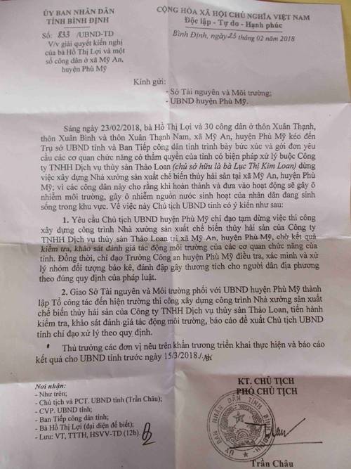 Bình Định: Người dân xã Mỹ An phản đối xây dựng Nhà xưởng sản xuất chế biến thủy hải sản ảnh 3