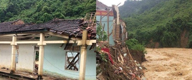 Nghệ An: Nước lũ đánh sập ký túc xá một trường học ảnh 1