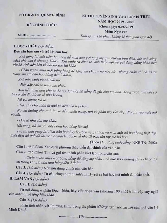 Bức xúc vì đề thi môn văn vào lớp 10 giống hơn 80% đề kiểm tra học kỳ ảnh 1