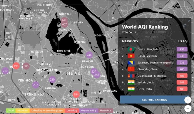Sáng 13/12, AirVisual xếp Hà Nội ô nhiễm thứ 2 thế giới ảnh 2