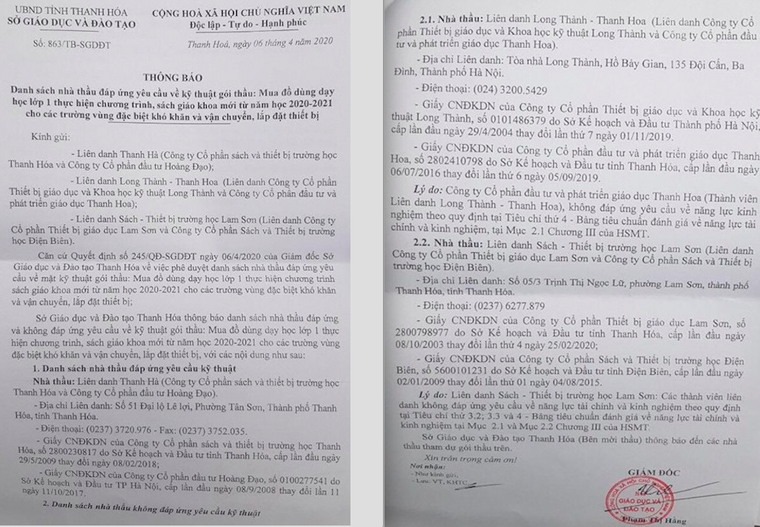 Sở GD-ĐT tỉnh Thanh Hoá: Lập hồ sơ mời thầu với ‘tiêu chuẩn lạ’ chỉ để 1 đơn vị đáp ứng được? ảnh 1