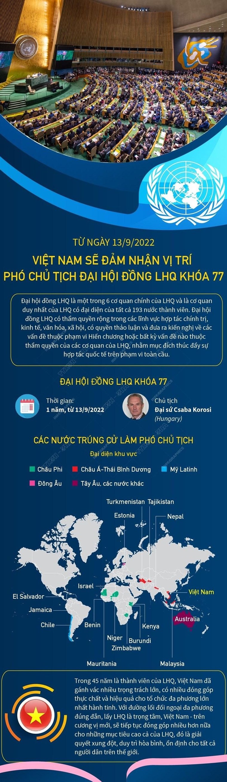 Việt Nam sẽ đảm nhận vị trí Phó Chủ tịch Đại hội đồng LHQ từ ngày 13/9 ảnh 1