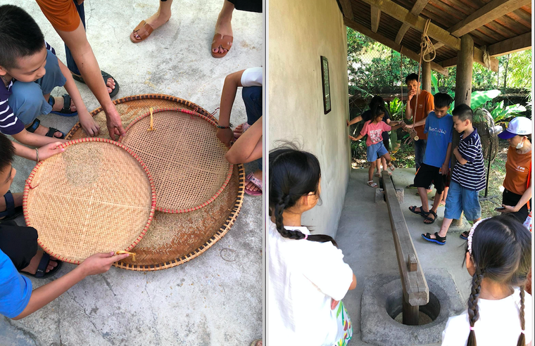 Trẻ em thành phố học xay, giã, giần, sàng ảnh 1