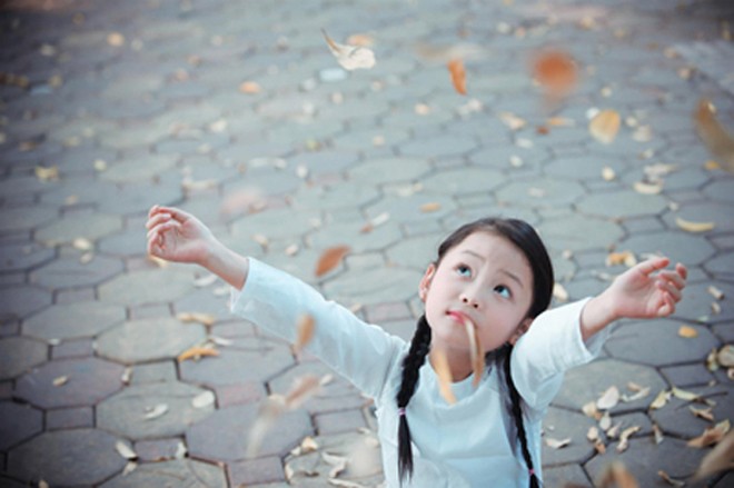 Bé gái mặc áo dài chụp ảnh cùng cúc họa mi ảnh 8