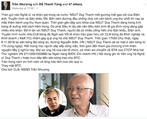 NSƯT Duy Thanh chống chọi cùng lúc 2 bệnh ung thư ảnh 1