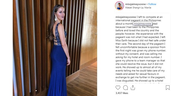 Các thí sinh Hoa hậu Trái đất đồng loạt tố bị nhà tài trợ quấy rối tình dục ảnh 1