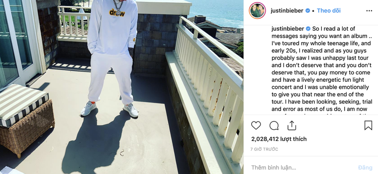Justin Bieber viết tâm thư tuyên bố tạm nghỉ hát để tập trung cho gia đình ảnh 1