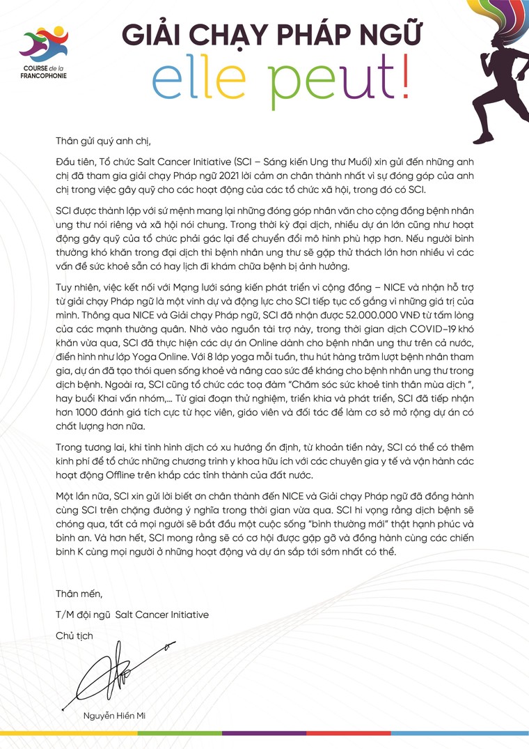 Lời cảm ơn đến những người đã tham gia Giải chạy Pháp ngữ 2021 ảnh 3
