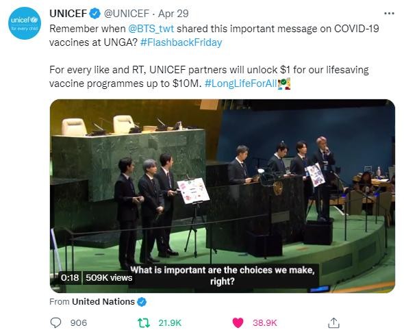 Tác động toàn cầu của BTS đối với sứ mệnh của UNICEF ảnh 1