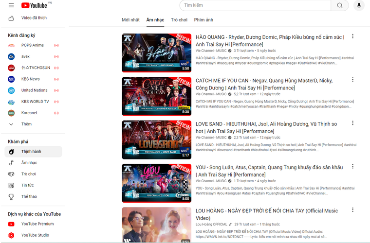 Các bài hát của chương trình "Anh trai Say Hi" chiếm lĩnh Bảng xếp hạng của Youtube Việt Nam ảnh 1