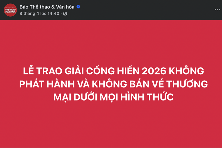 Giải thưởng Cống hiến 2026 cảnh báo tin rao bán vé giả, khẳng định không phát hành vé thương mại ảnh 1