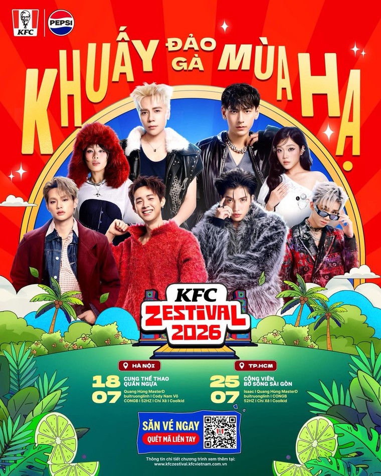 Quang Hùng MasterD, buitruonglinh và CONGB cùng dàn nghệ sĩ trẻ góp mặt tại lễ hội âm nhạc KFC Zestival 2026 ảnh 1
