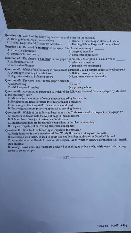 Gợi ý giải bài thi Tiếng Anh THPT quốc gia 2018 ảnh 7