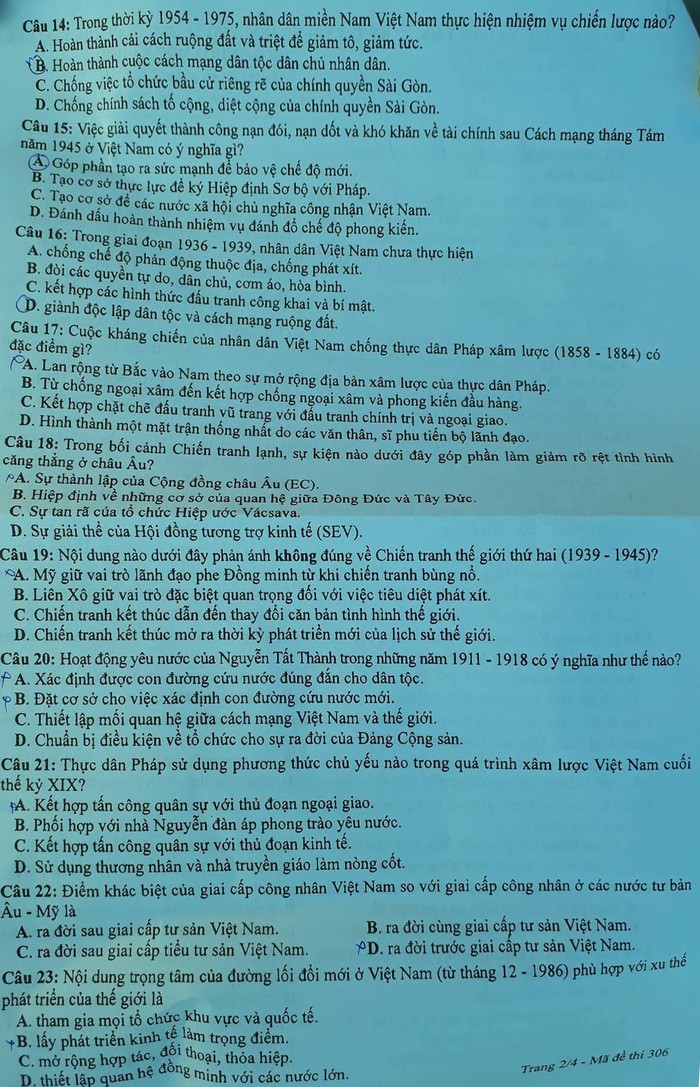 Gợi ý đáp án môn Lịch sử THPT Quốc gia 2018 ảnh 5